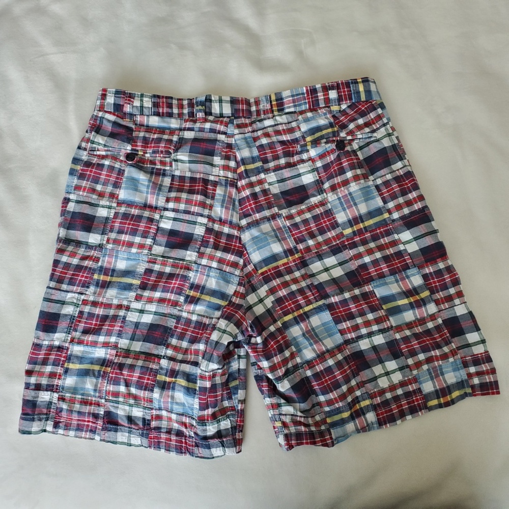 Jos A Bank Madras Shorts Plaid Patchwork 38 Blue - Picture 2 of 8